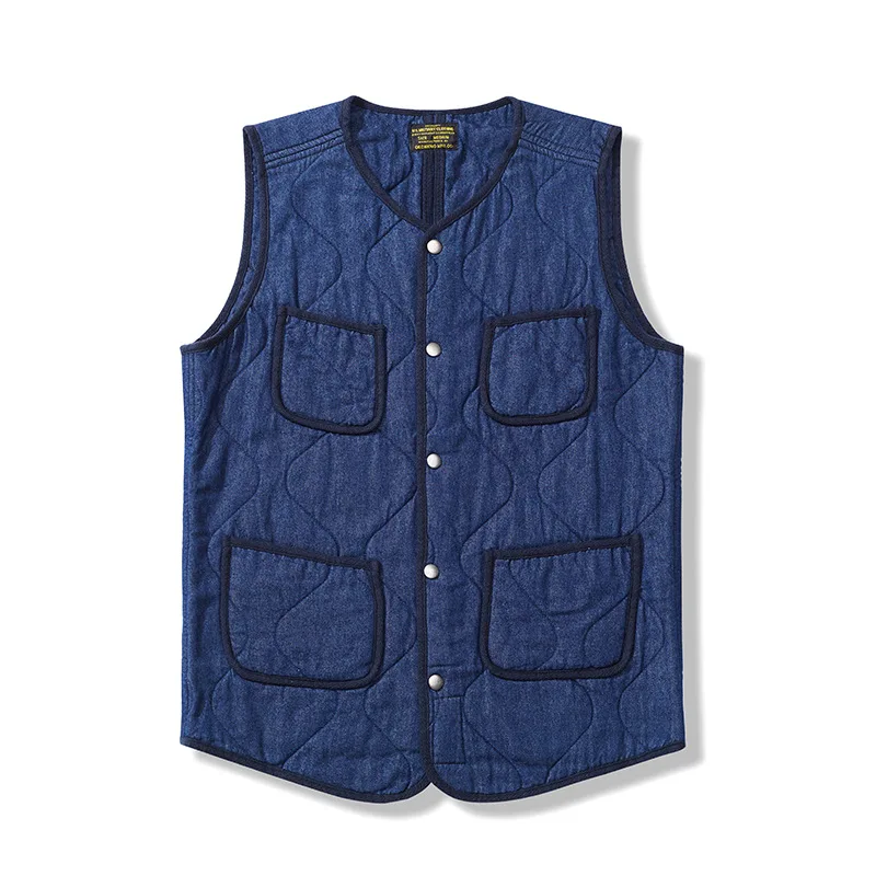 Imagem -06 - Amekaji-brown Multi-bolso Acolchoado Denim Vest Cabolsa de Praia ao ar Livre Trekking Caminhadas Caça Pesca Camping Ferramentas Colete