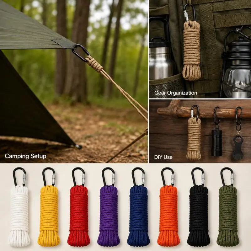Picture 7: 1/2/3/5sets 31m 4mm Paracord Hanging Rope Cord Climbing Camping Survival Gear Paracord Outdoor Climbing Rope