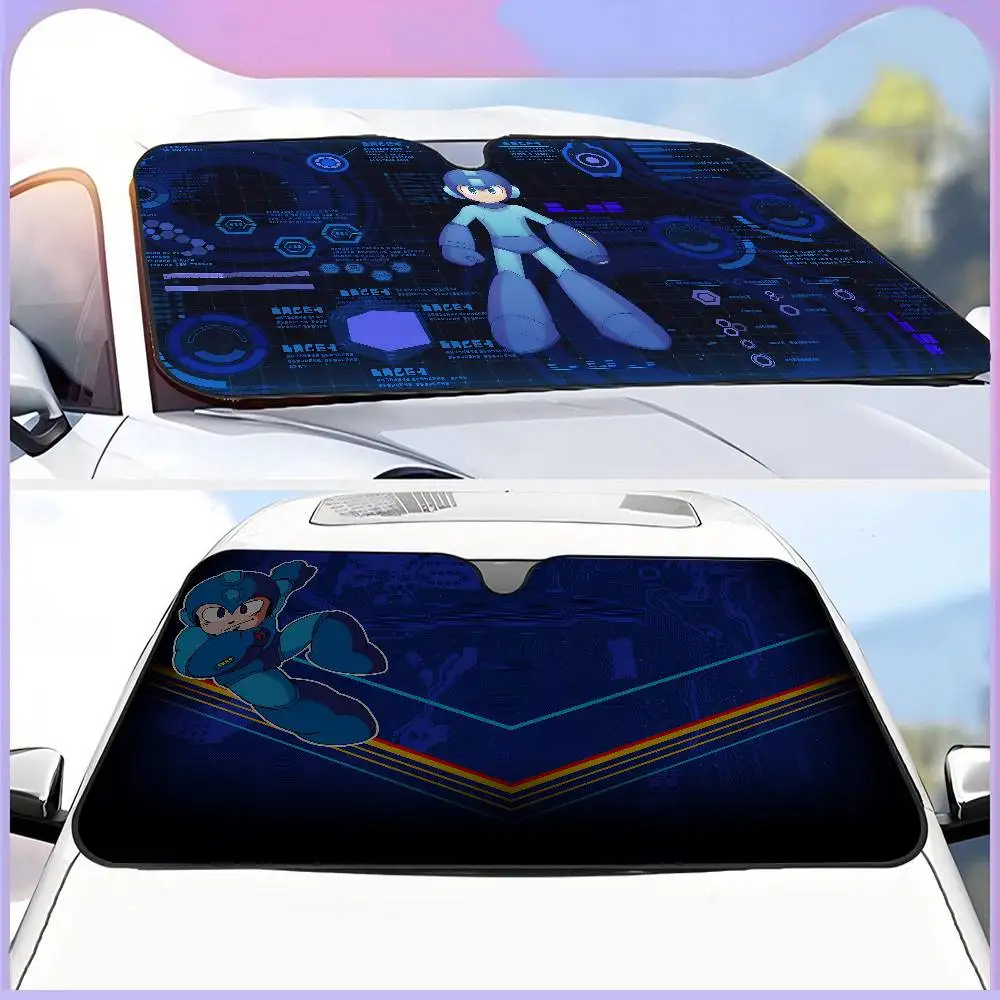 

Солнцезащитный экран для автомобиля Mega Man, накидка на лобовое стекло, солнцезащитный козырек, двойной кольцевой экран для салона автомобиля