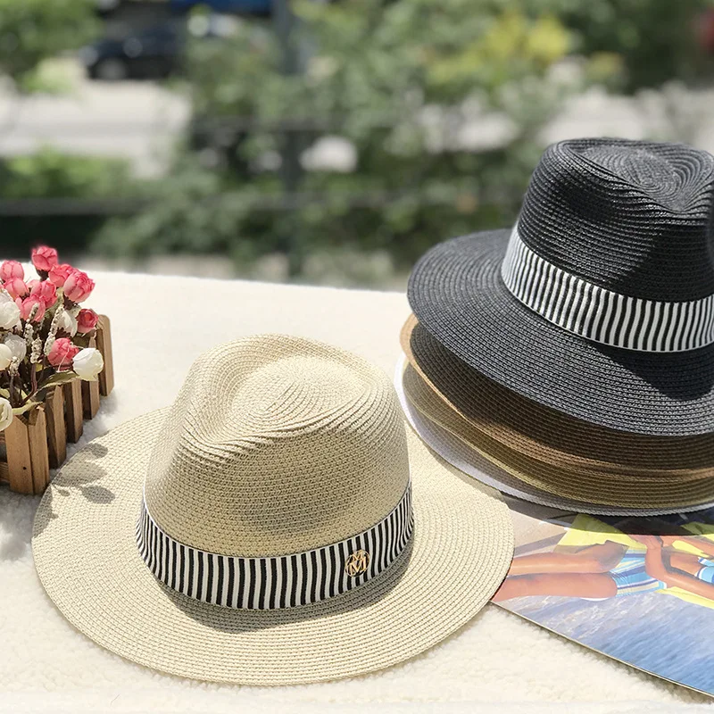 Spring Summer New White Wide Brim Straw Fedora for Women, Travel Sun Protection Hat, Photo Beach Cap
