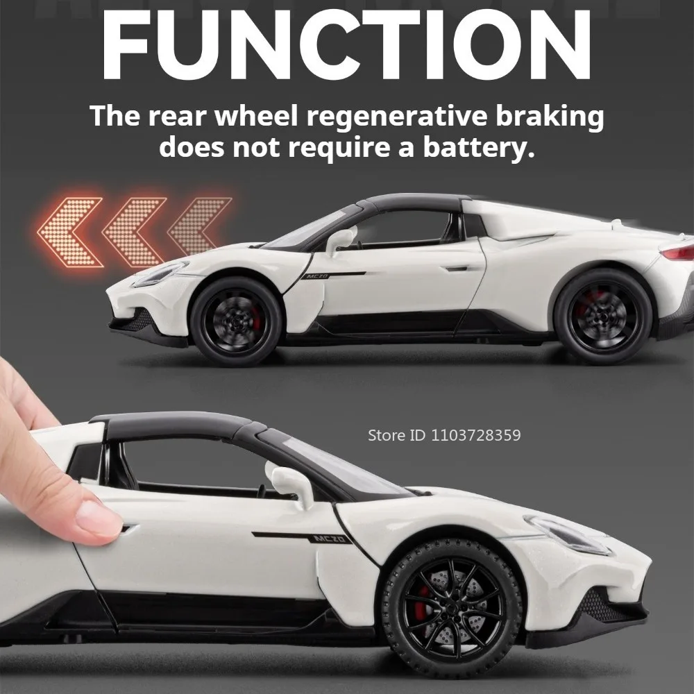 Sportwagen im Maßstab 1:32 Modell MC20 Tomahawk SRT Spielzeug Legierung Druckguss Sound Licht Türen geöffnet zurückziehen Ornament Supercars für Kinder