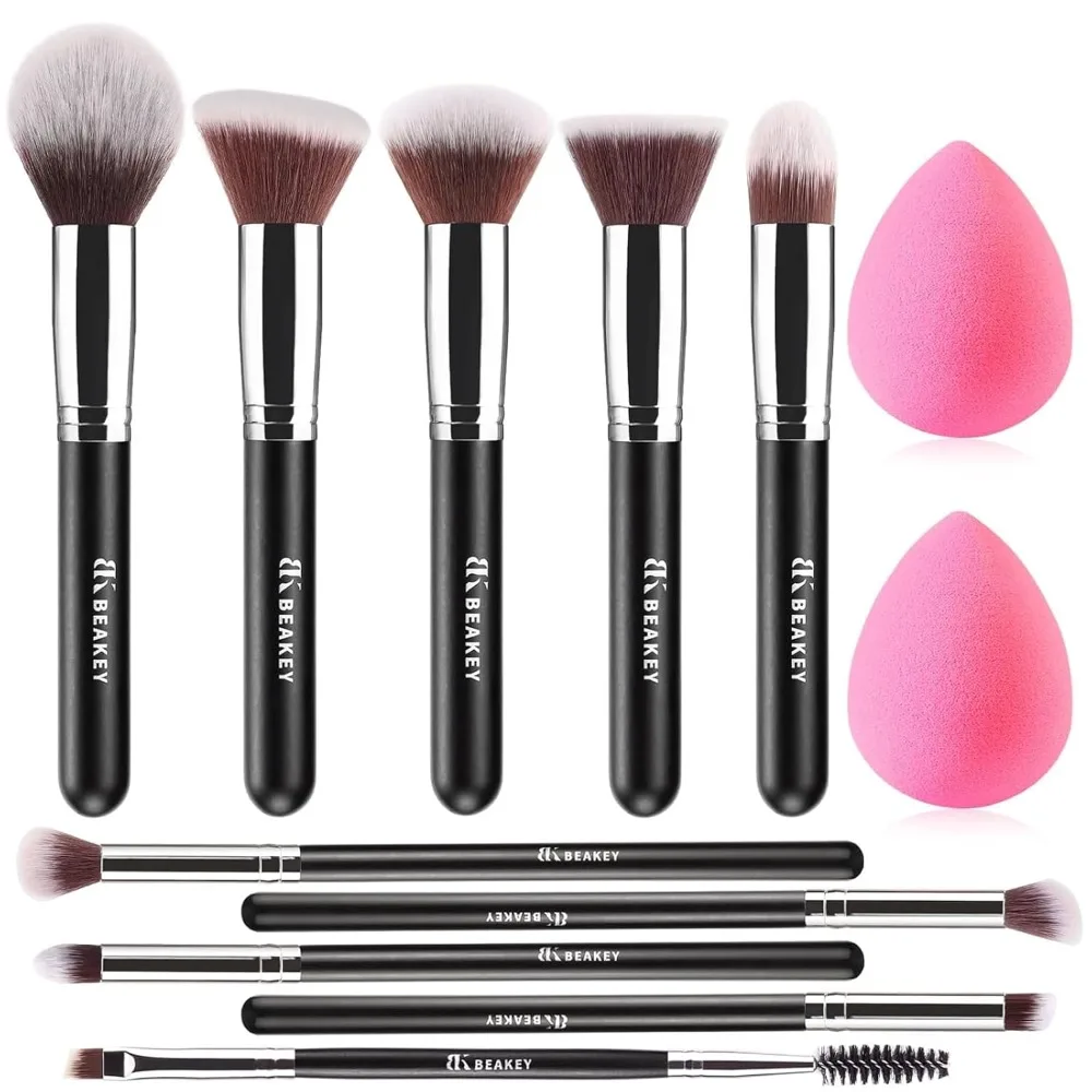 

Makeup Brushes Set, Professional Foundation Eyeshadow Concealer Blush Powder Bronzer Applicator, 2 Blender Sponge with Beauty P