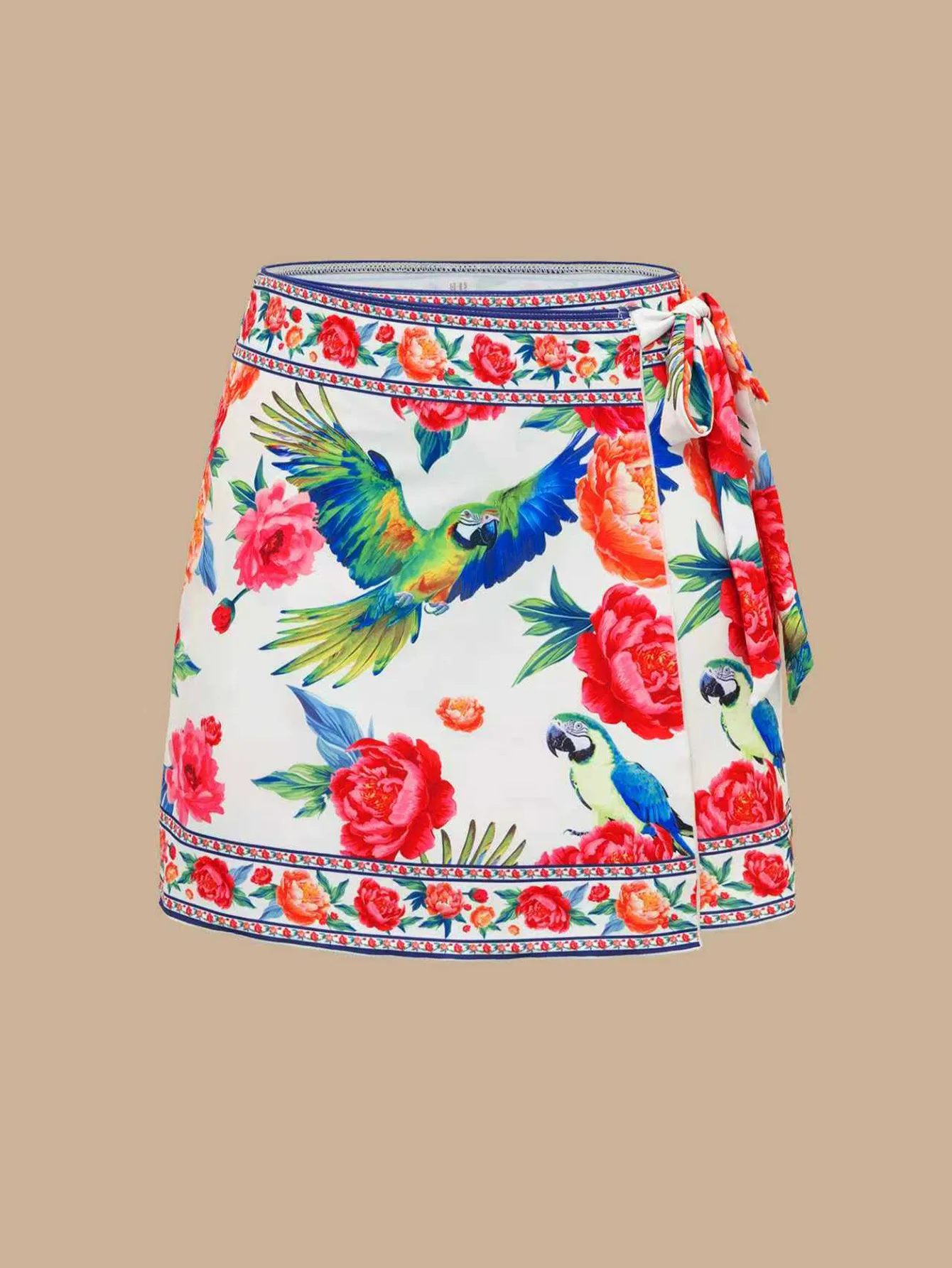 2026 Women's Deep V Cutout One Piece Swimsuit Vintage Boho Floral Print Bodysuit Sexy Mini Skirt Two Piece Summer Beach Swimwear