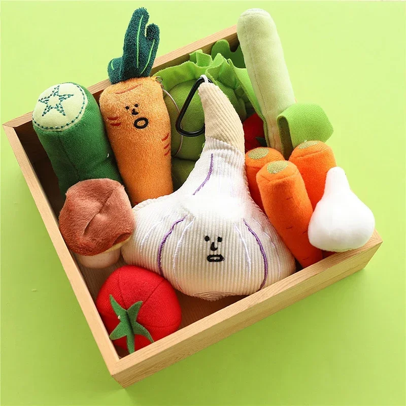 Plush Doll Bag Pendant Keychain Handmade Farm Series Fat Scallion Garlic Apricot Mushroom Key Chain accesorios para automóvil