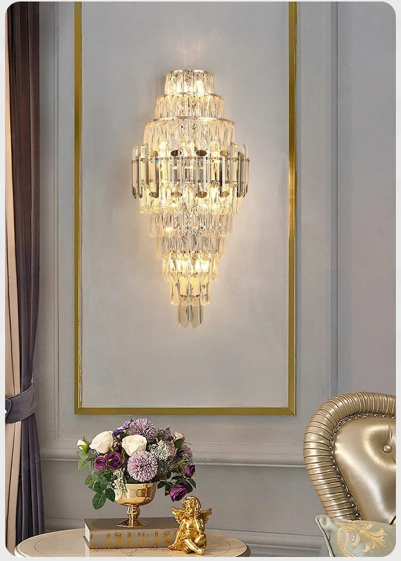 Bedroom Bedside Living Room Corridor Staircase Background Wall Lamp Home Decoration Lighting LED Lights Luxury Crystal Wall Lamp