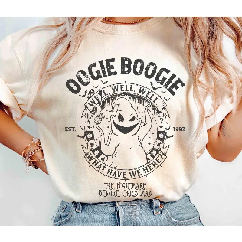 

2025 Disney Halloween Retro Boogie Women's Shirt Oogie Boogie Bash3D Printed Halloween Breathable Quick Drying T-shirt
