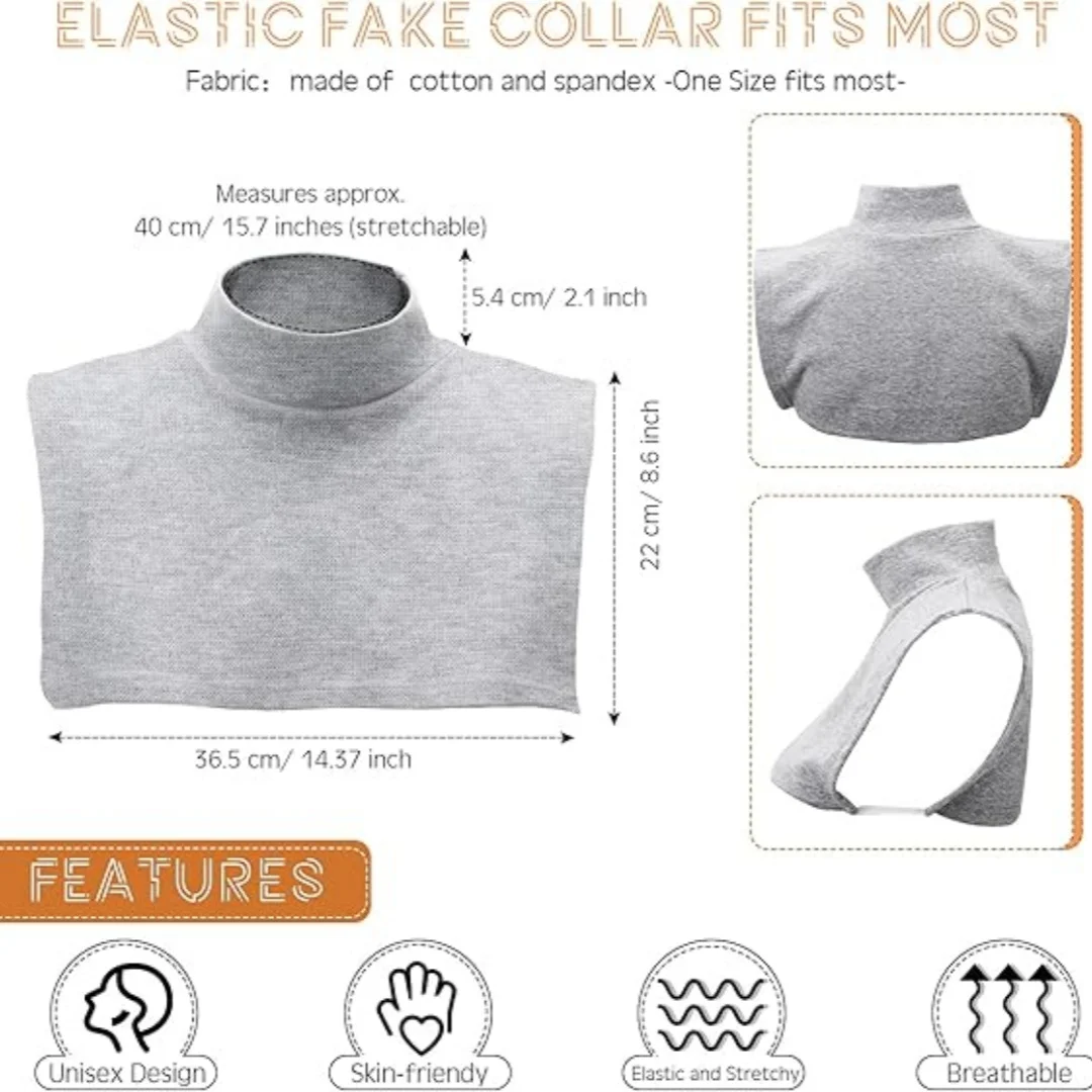 3 Pcs Fake Turtleneck Dickey Detachable Collars Set Half Top Mock Blouse Collar for Women Men Casual