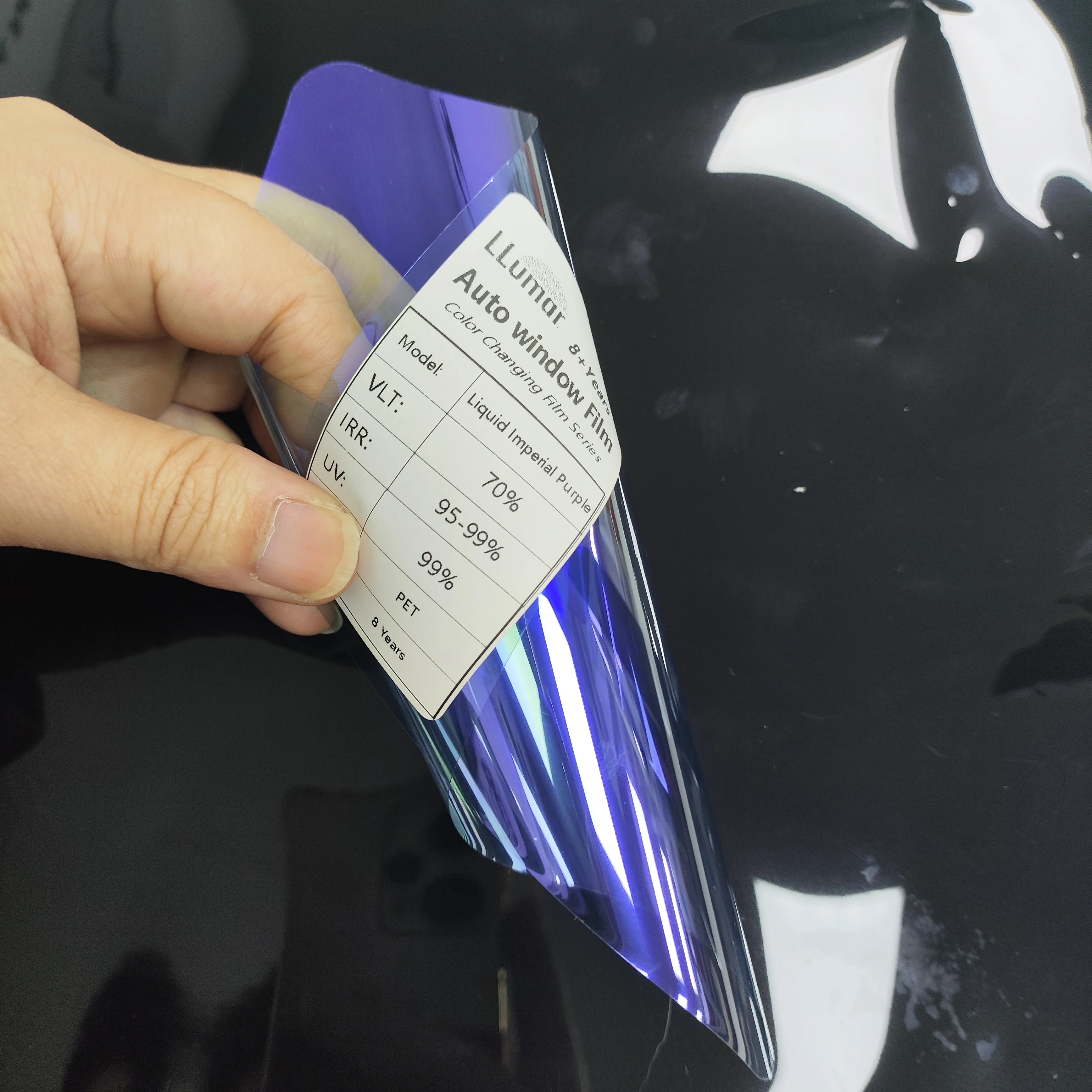 Premium LLumar Colorful Window Tint Film Chameleon Series Liquid Imperial Purple 70% VLT 99% UV IRR PET Nano Ceramic No Fading