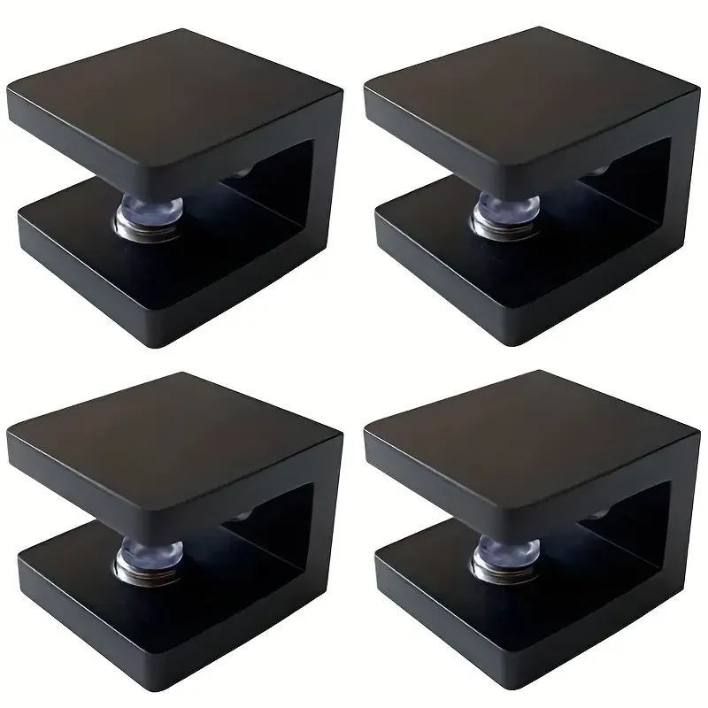 

4pcs Space Aluminum Glass Clamps Shelves Holder Corner Bracket Clamp Aluminum Square Glass Clips Whole Black