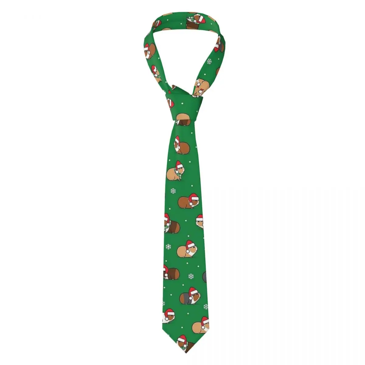 Men's Tie Christmas Guinea Pigs Green Neck Ties Kawaii Funny Collar Tie Graphic Business High Quality Necktie Accessories