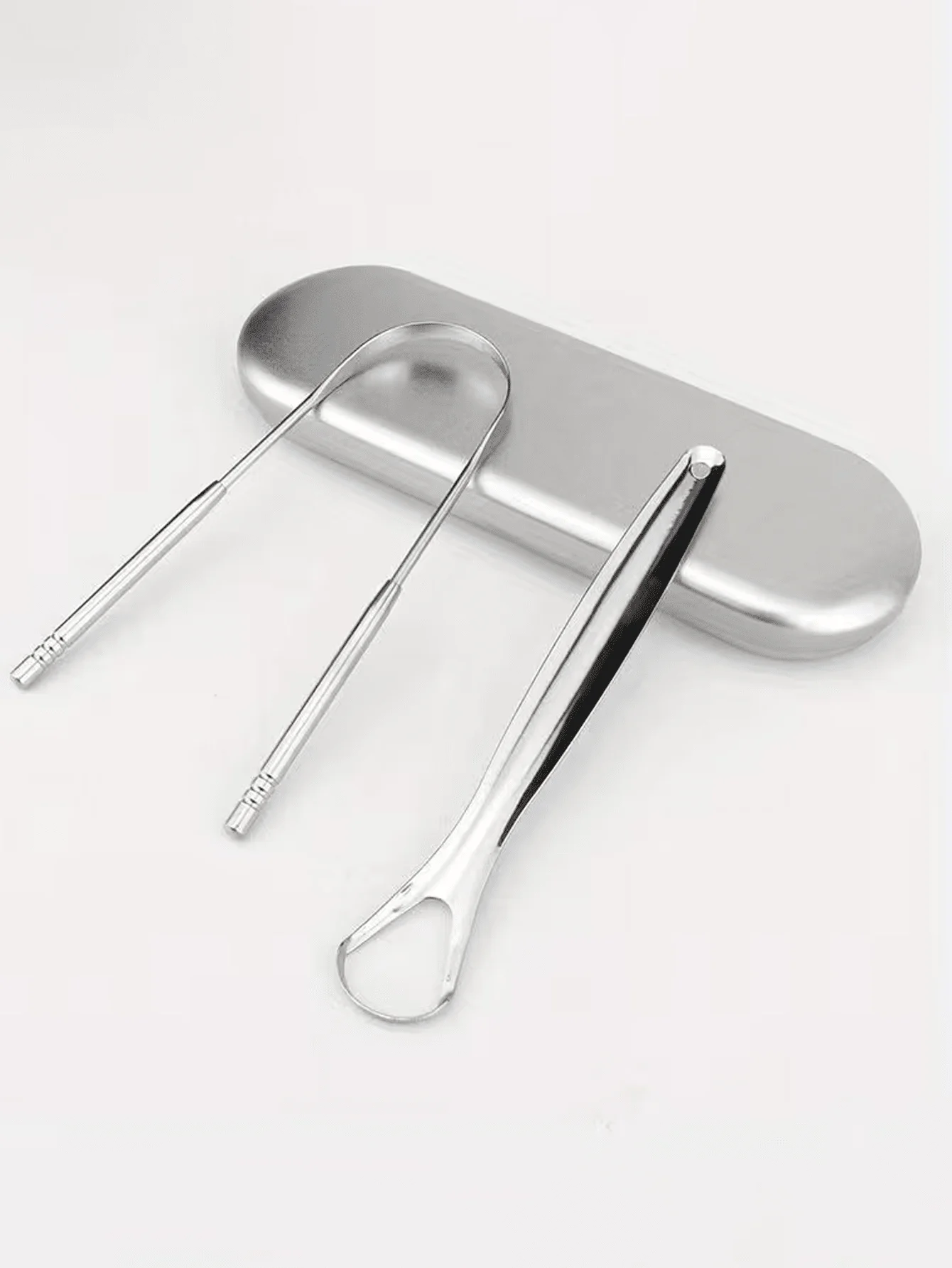 1-3pcs Stainless Steel Tongue Scraper Set With Large Storage Box, Tongue Cleaner, Odorless Oral Care Tool, Fresh Breath gallery 3
