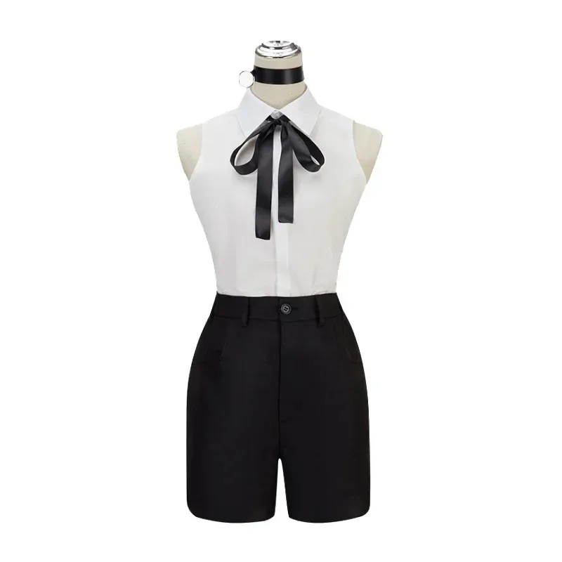 أنيمي بالمنشار رجل Reze تأثيري حلي وتتسابق بلوزة التعادل السراويل الدعائم Reze كوس شعر مستعار المرأة موحدة هالوين مجموعات لعب الأدوار