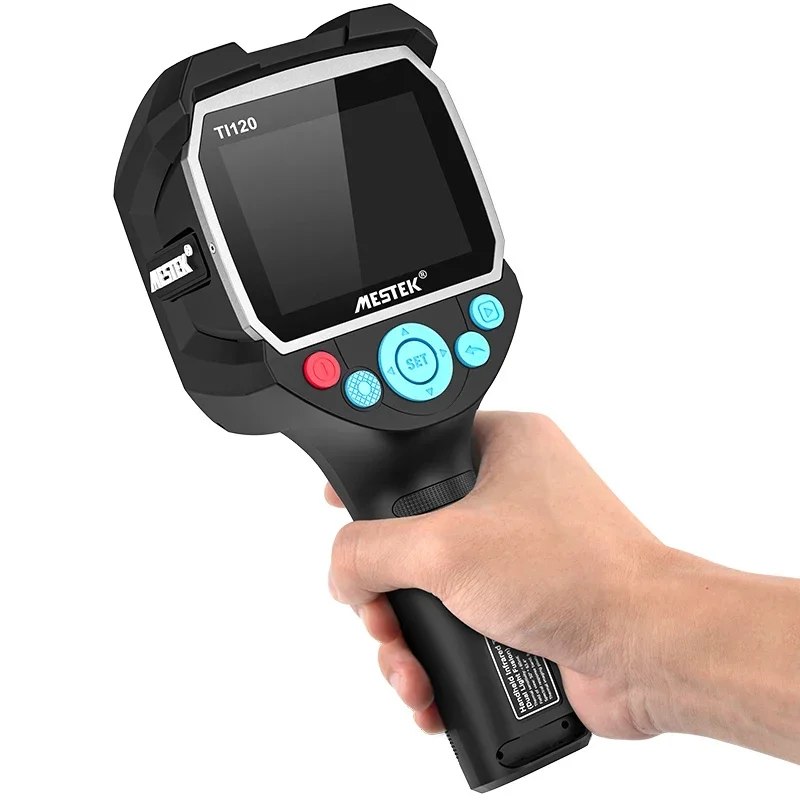 Câmera dupla industrial portátil com tela de 3,5 polegadas, alarme de alta e baixa temperatura, câmera térmica -20 ~ 400C emissividade ajustável