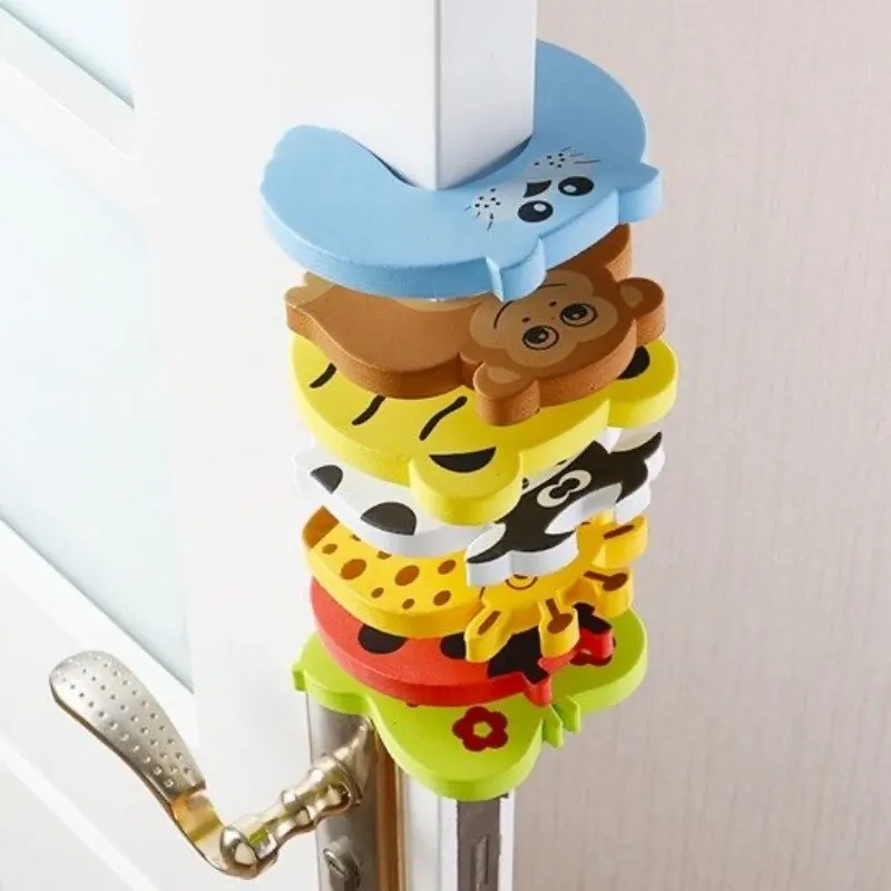 vvocci 7Pcs/Lot Baby Safety For Newborn Furniture Protection Card Door Stopper Security Cute Animal Care Lock Finger Protector