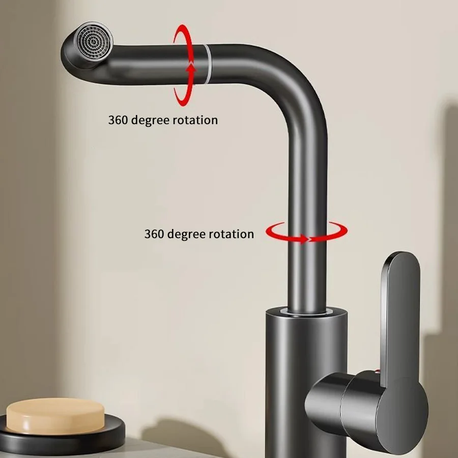 Exquisite faucet hot and cold mixing 360° free rotation bathroom dual-use faucet suitable for countertop washbasin and kitchen s