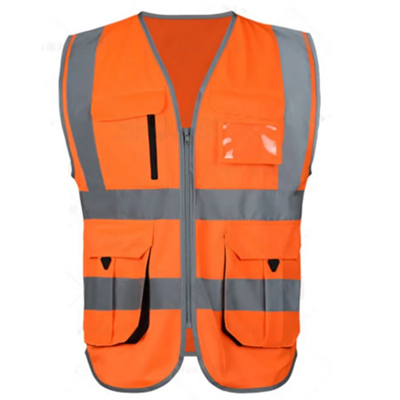 SFvest High Visibility Work Clothes for Men Reflective Safety Vest Multi Pockets Workwear Safety Waistcoat