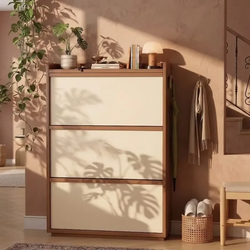 for Integrated Shoe Cabinet at Door Large Capacity Ultra Thin Tipping Bucket Household Interior Storage Entrance Organizer