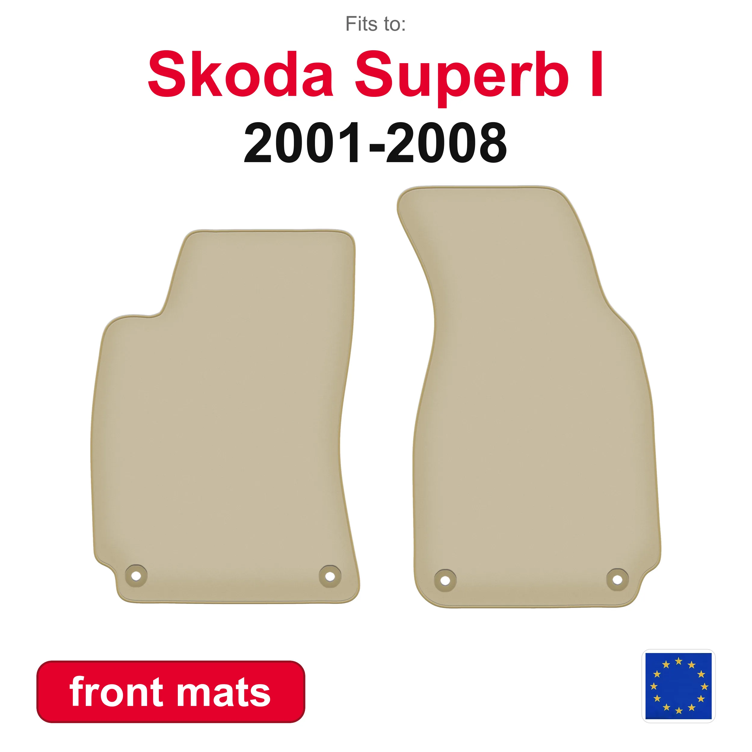 PREMIUM-Autofußmatten für den vorderen Boden für Skoda Superb und Limousine (2001-2008) – beige, 2-teiliges Set mit vorderen Autoteppichen