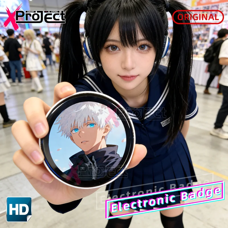 

Electronic Bar Anime Merchandise for Gojo Satoru Dynamic HD Smart Touch Screen Bluetooth Animation E-Badge Otaku Fans Gifts