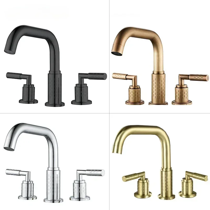 

Brushed Nickel Bathroom Basin Sink Waterfall Faucet 3 Hole Hot Cold Faucet Basin Taps