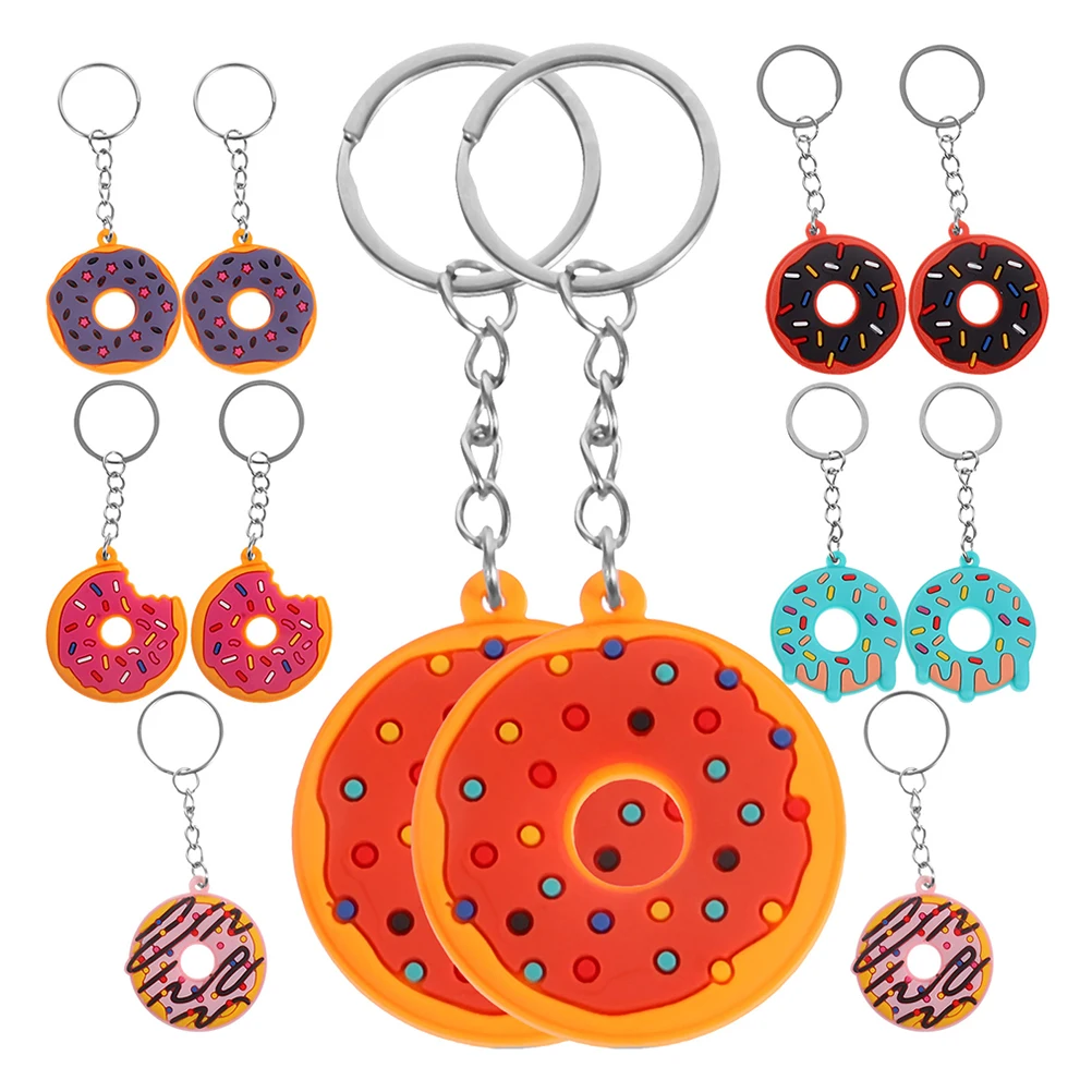 

18Pcs Cute Donut Keychain Ornament Set Stylish Bag Pendant Durable Keyring Decorations