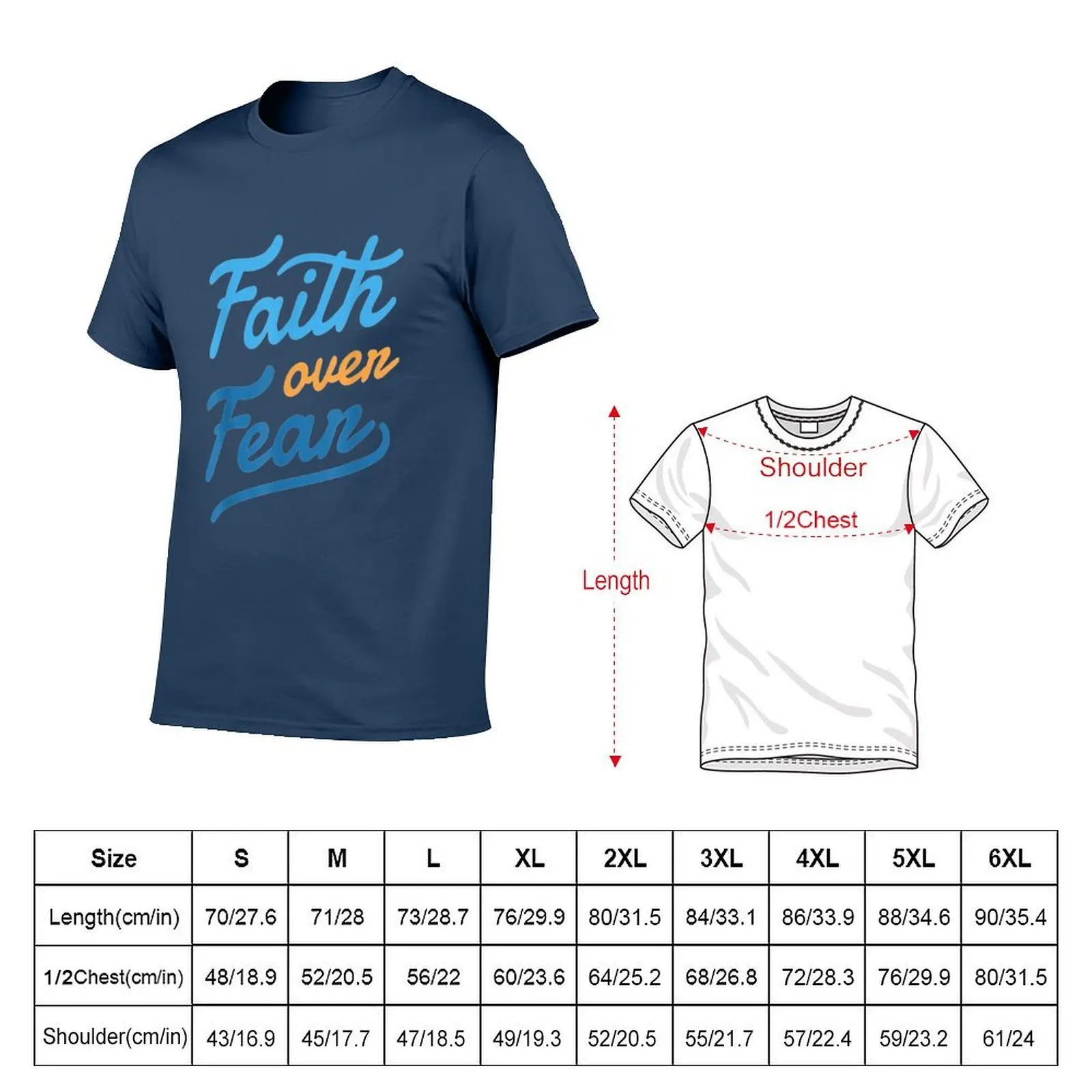 Faith Over Fear T-Shirt Large Size Basic Casual T-Shirt