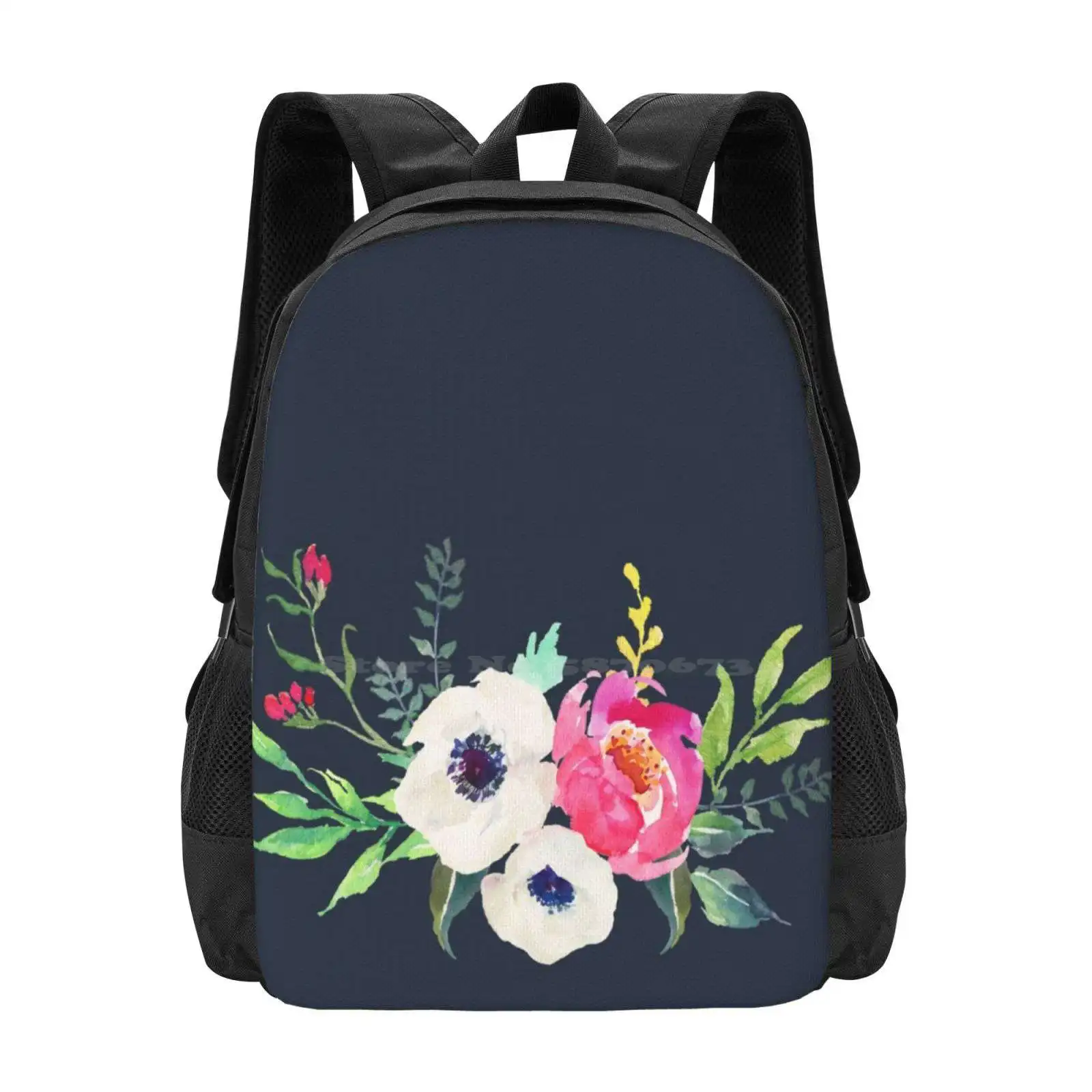 Anemone Peony Watercolor Bouquet Backpacks For School Teenagers Girls Travel Bags Anemone Peony Watercolor Bouquet Wedding