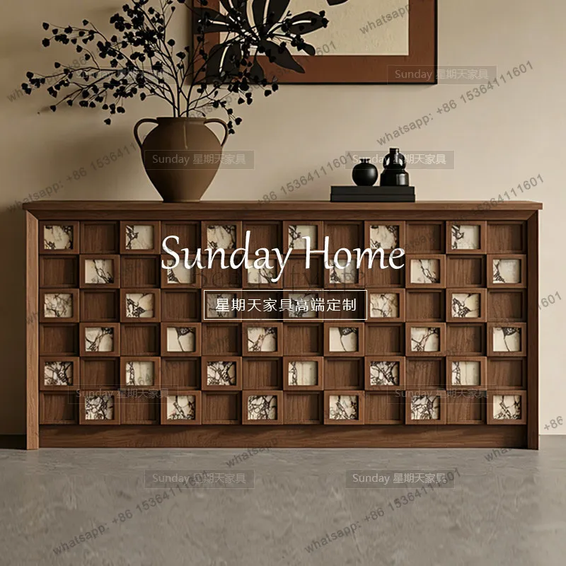 Factory Direct Medieval Walnut Color Bucket Cabinet American Retro Three-dimensional Cabinet Door Locker