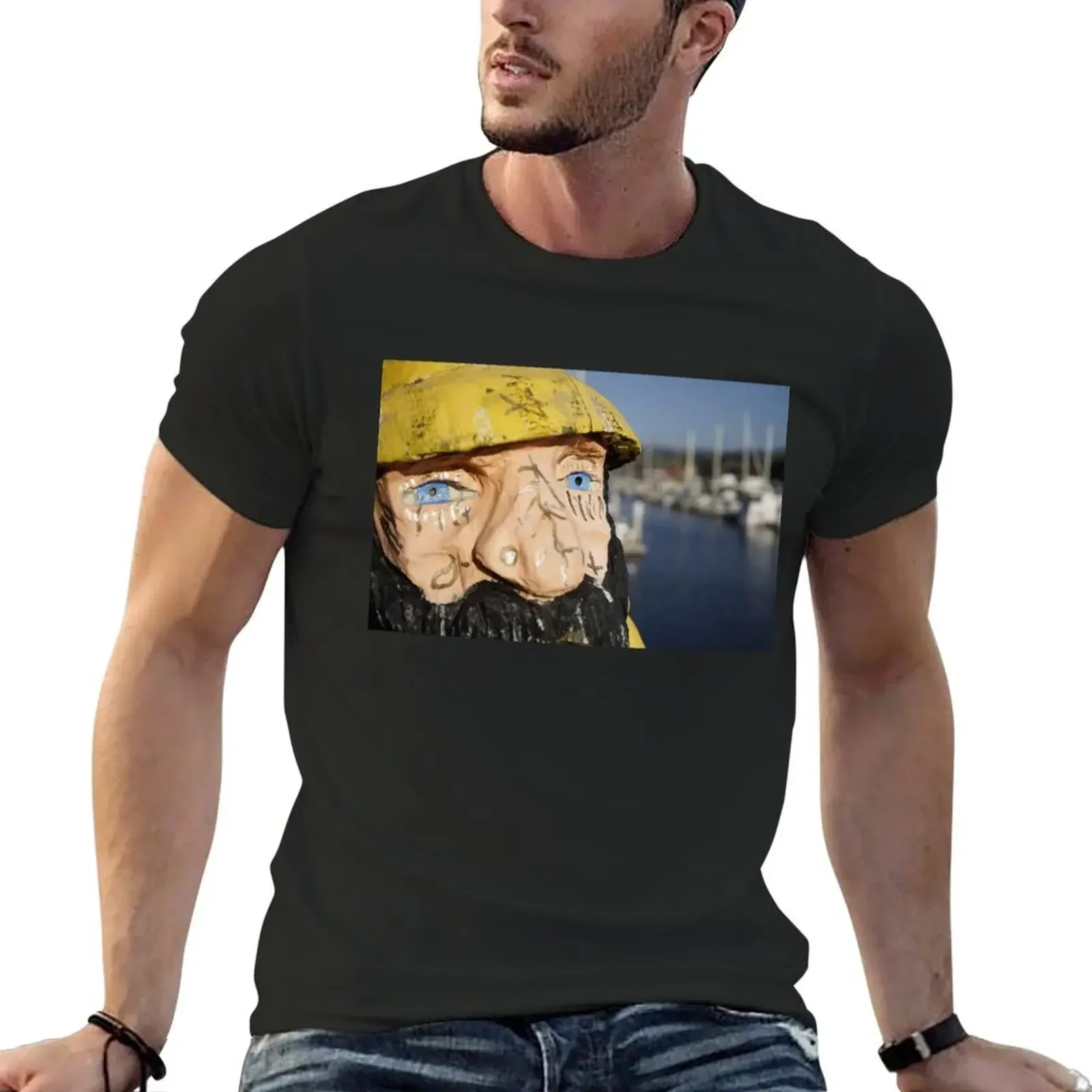 

Old man fisherman T-Shirt vintage clothes plain graphic t shirt vintage sports fans Men's t-shirt