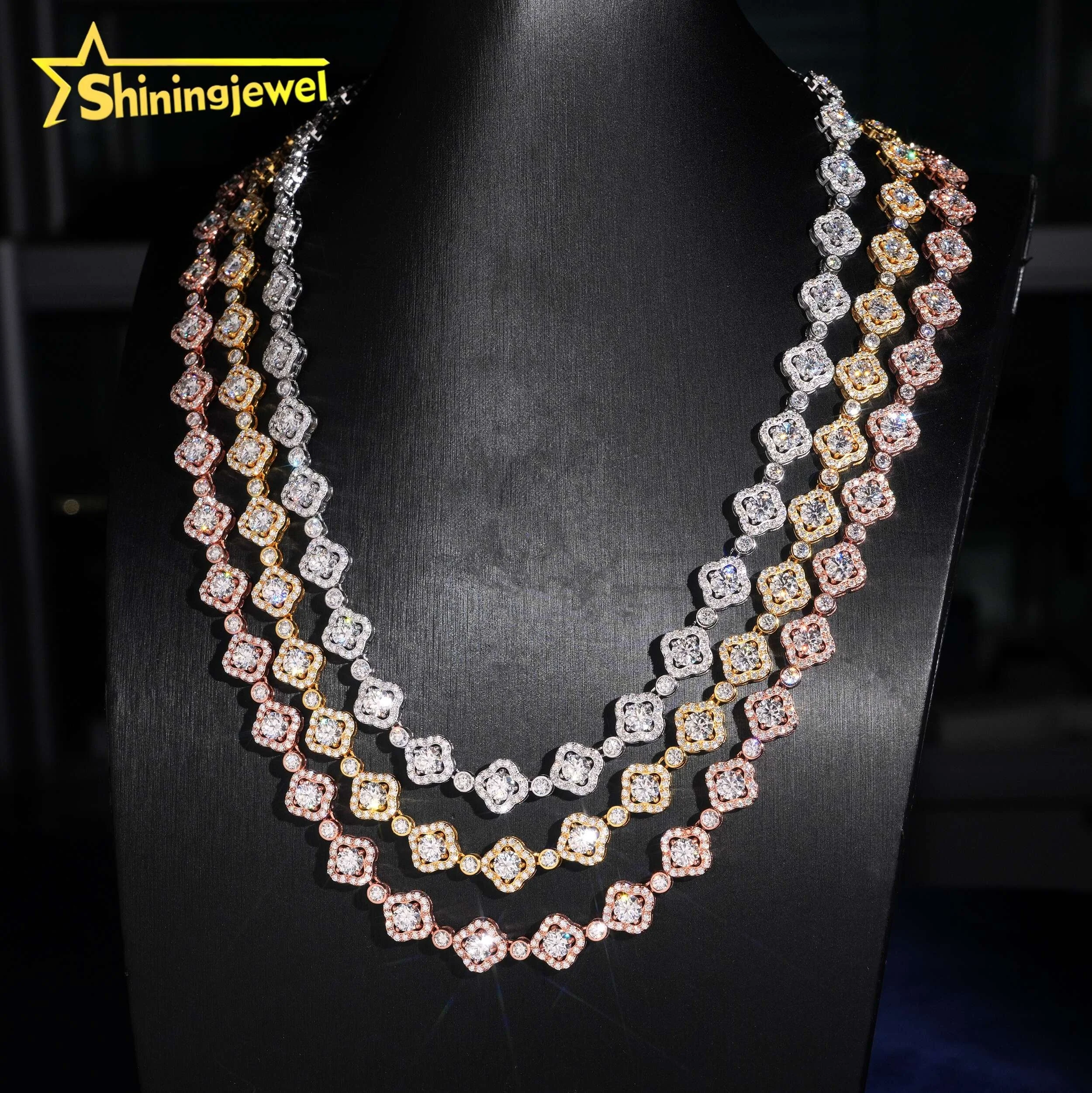 925 Silver Jewelry Fashion Iced Out Gold Plated GRA Certificate Pass Diamond Tester Moissanite Chain Necklace...