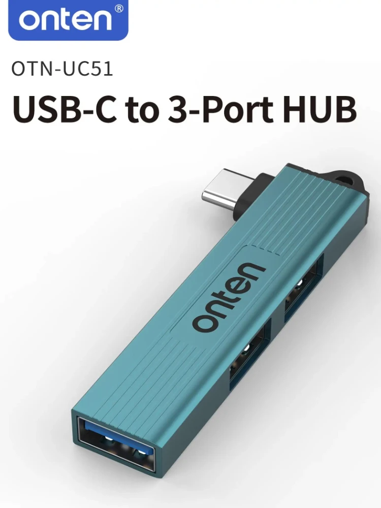 ONTEN 3-in-1 USB HUB USB 3.0/Type-C 3.0 naar 3 USB/Type-C splitter hub, snelheid 5.0Gbps, 3-poorts Type-C hub voor pc, laptop, notebook