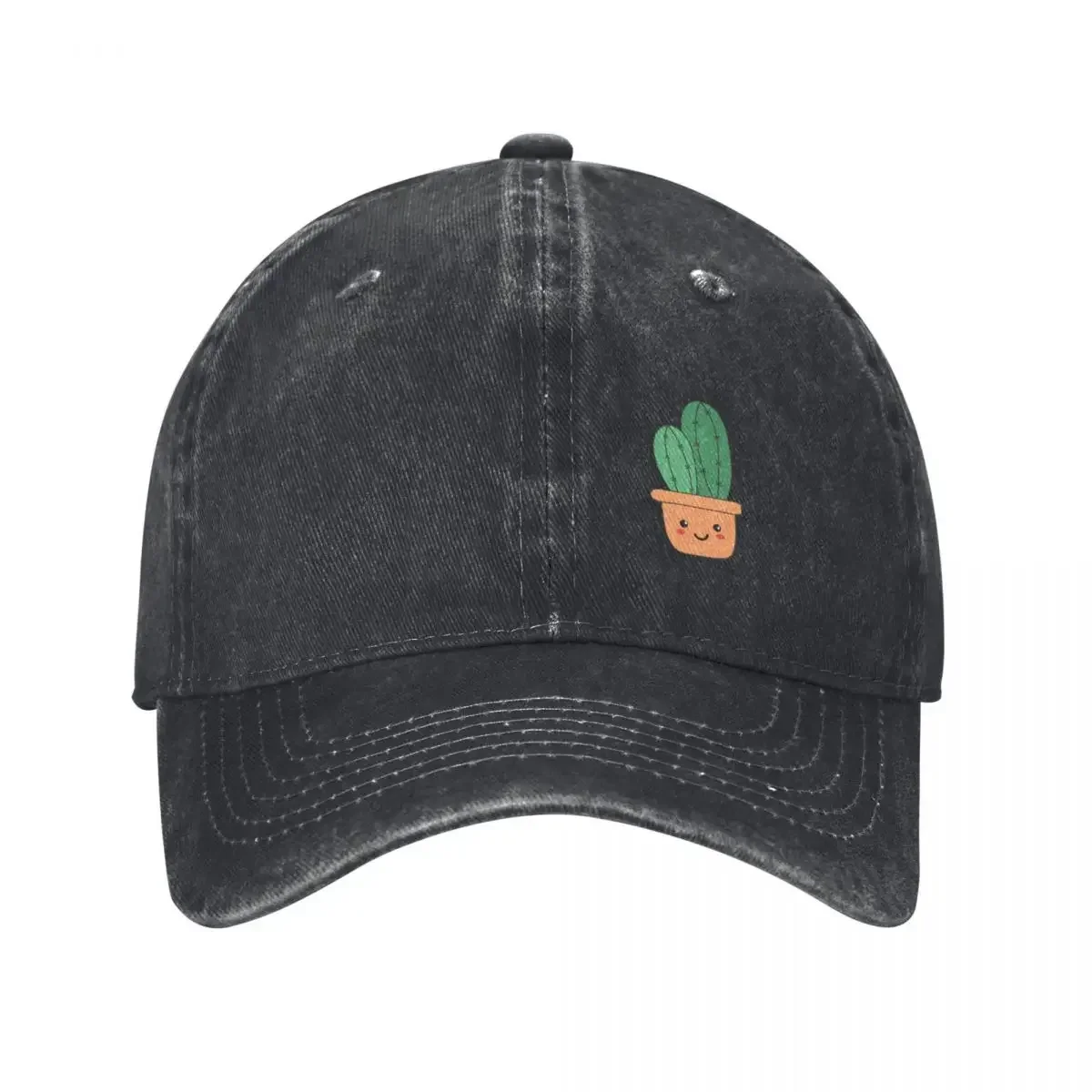 Adorable & cute smiling cactus Baseball Cap black Military Cap Man Hats Woman Men's