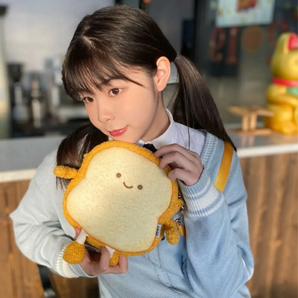 

Travel Toast Bread Crossbody Bag Crossbody Bag Portable Cute Expression Phone Wallet Korean Style Cartoon Shoulder Bag Women