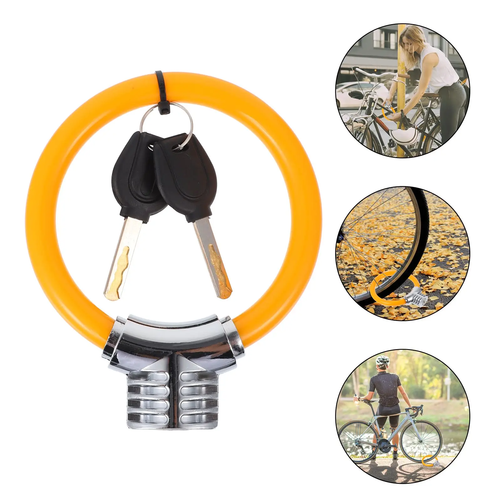 

Ring Bike Security Ring Shaped Lock Portable Anti-theft Cable Zinc Alloy Durable Bike Cycling Lock