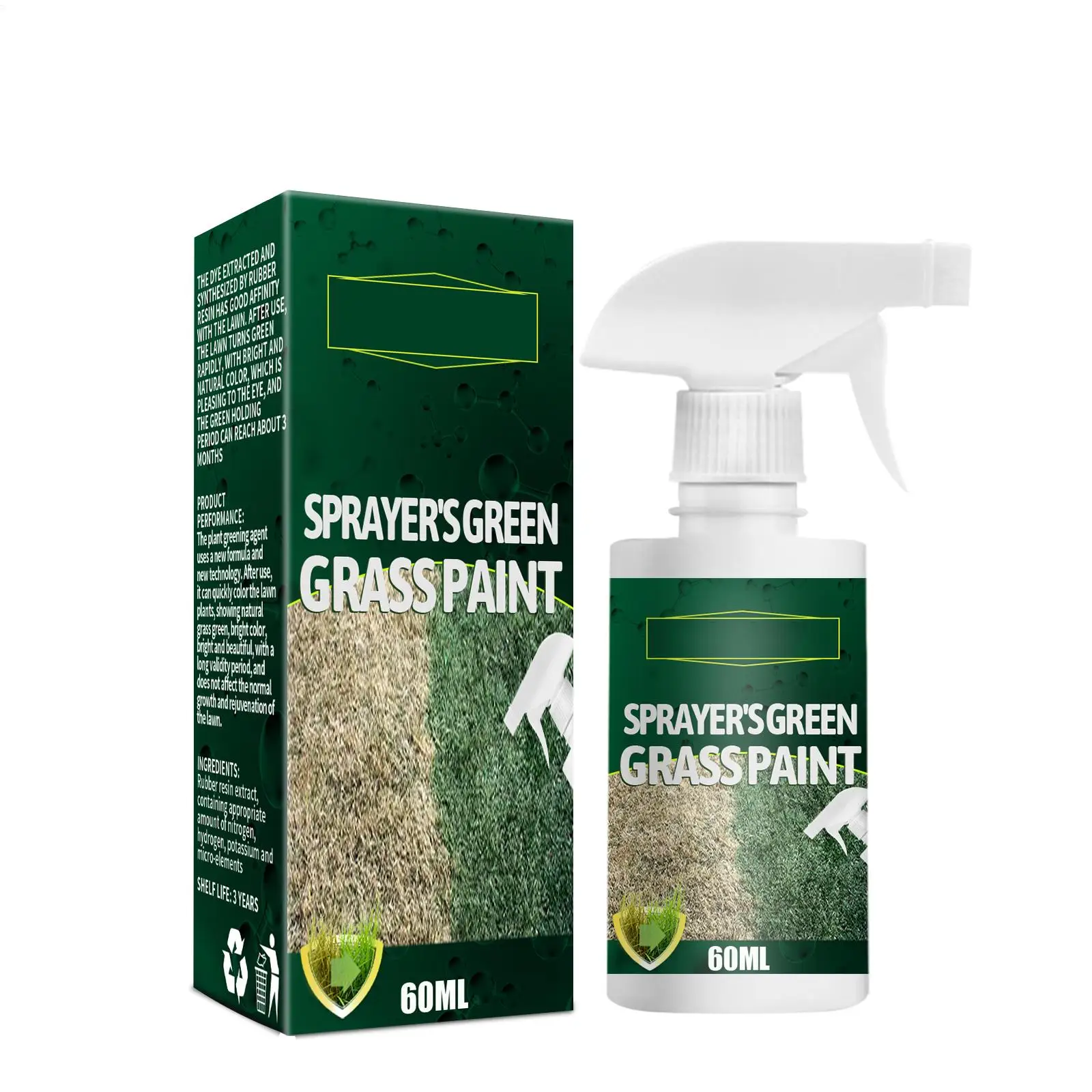 60ml Green Grass Paint For Lawn Turf Paint Dye Spray Petfriendly Grass Green Spray For Household Garden Yard Lawn Greening Spray