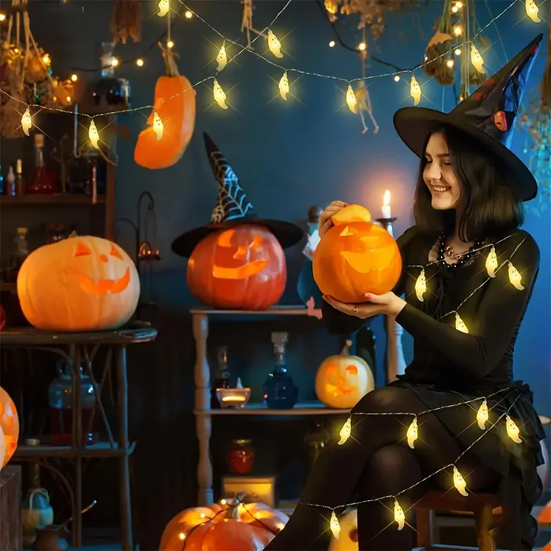 Halloween-Lichterketten batterie betriebene Geister lichter niedliche gruselige Geister dekor für Indoor-Party Halloween Innen zimmer Schlafzimmer – Detail 8