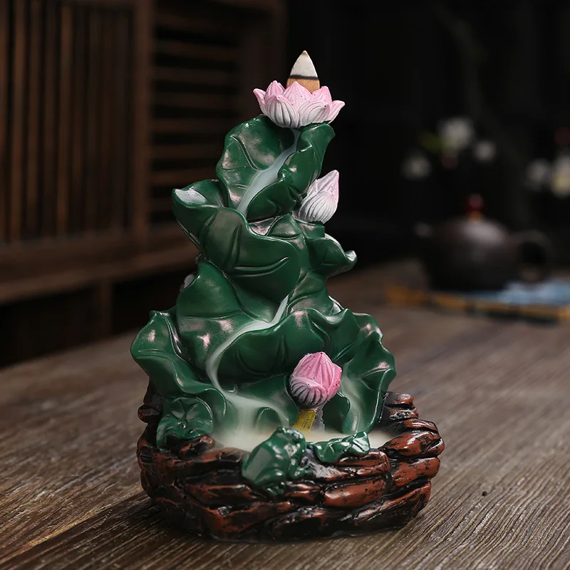 Ceramic Waterfall Backflow Incense With 20 Pcs Cones Home Decor Aromatherapy Peaceful Zen Yoga Ornaments