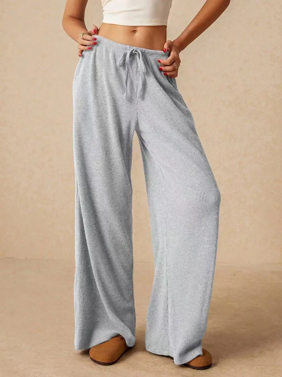 

Pant Women Wide Leg Long Pants Lace Up High Waist Straight Trousers Y2k Streetwear Elegant Splice Work Casual Loose 2026 Spring