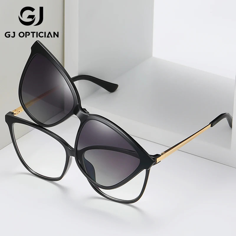 

GJ OPTICIAN Leisure Large FrameMagnetic Clip Prescription Sunglasses New Men Women Anti Blue Light Reading Prescription Glasses