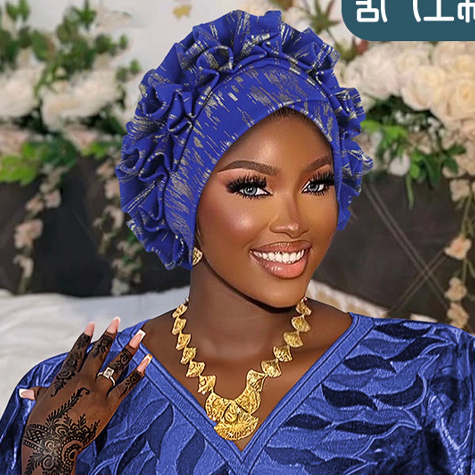 New Flower Turban Cap Women African Auto Gele Headties Nigeria Wedding Headgear Muslim Hijab Bonnet Headscarf Head Wrap Hat 2025