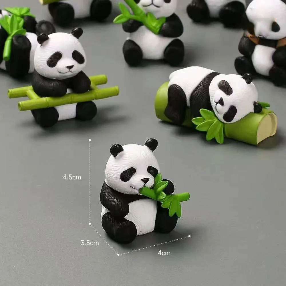 Figuras de Panda de escritorio de resina, simulación de Panda de bambú, modelo Animal, accesorios creativos, decoración del hogar, regalo de vacaciones, 8 Uds.