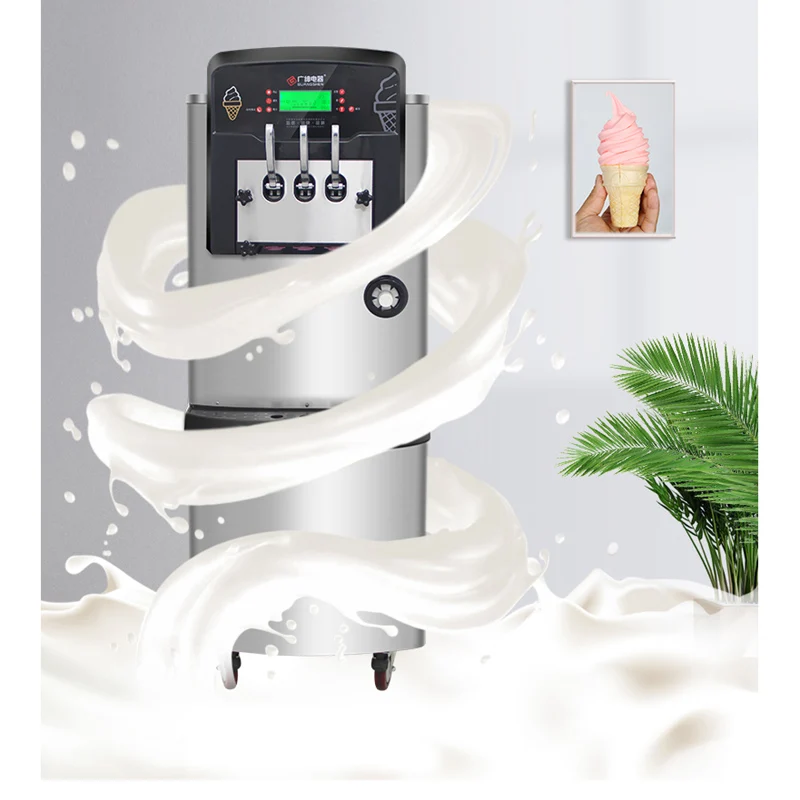 Dessert Shop Three Flavor Soft Ice Cream Machine Vertical High Power Frozen Stainless Steel Multi functional Yogurt Machine