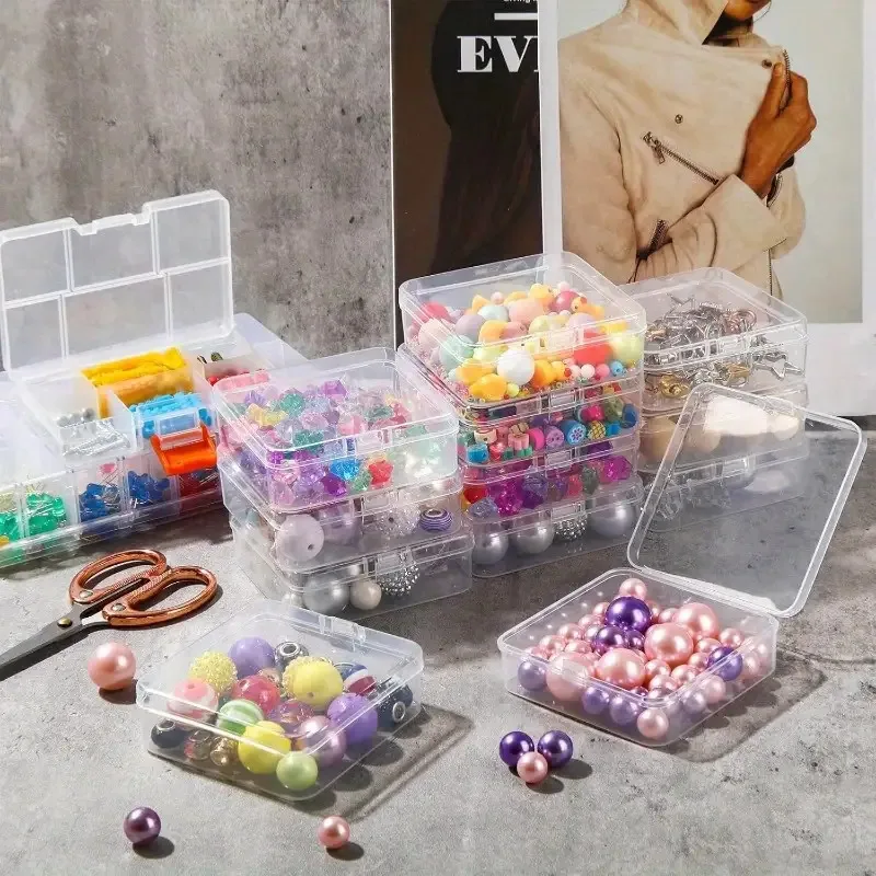 50 Transparent Plastic Storage Boxes with Clear Lids - Sealed Stackable Organizing Containers, Durable and Transparent Design, S