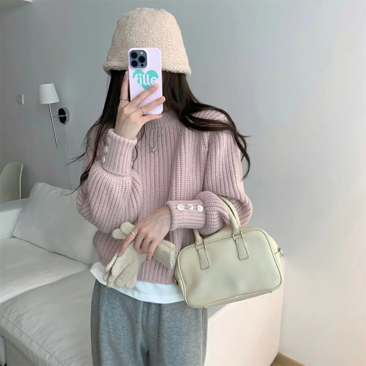 

Korean Style Retro Y2K Temperament Pullover Sweater Women Autumn Winter New Style Soft Waxy Loose Inner Thickened Sweater Top