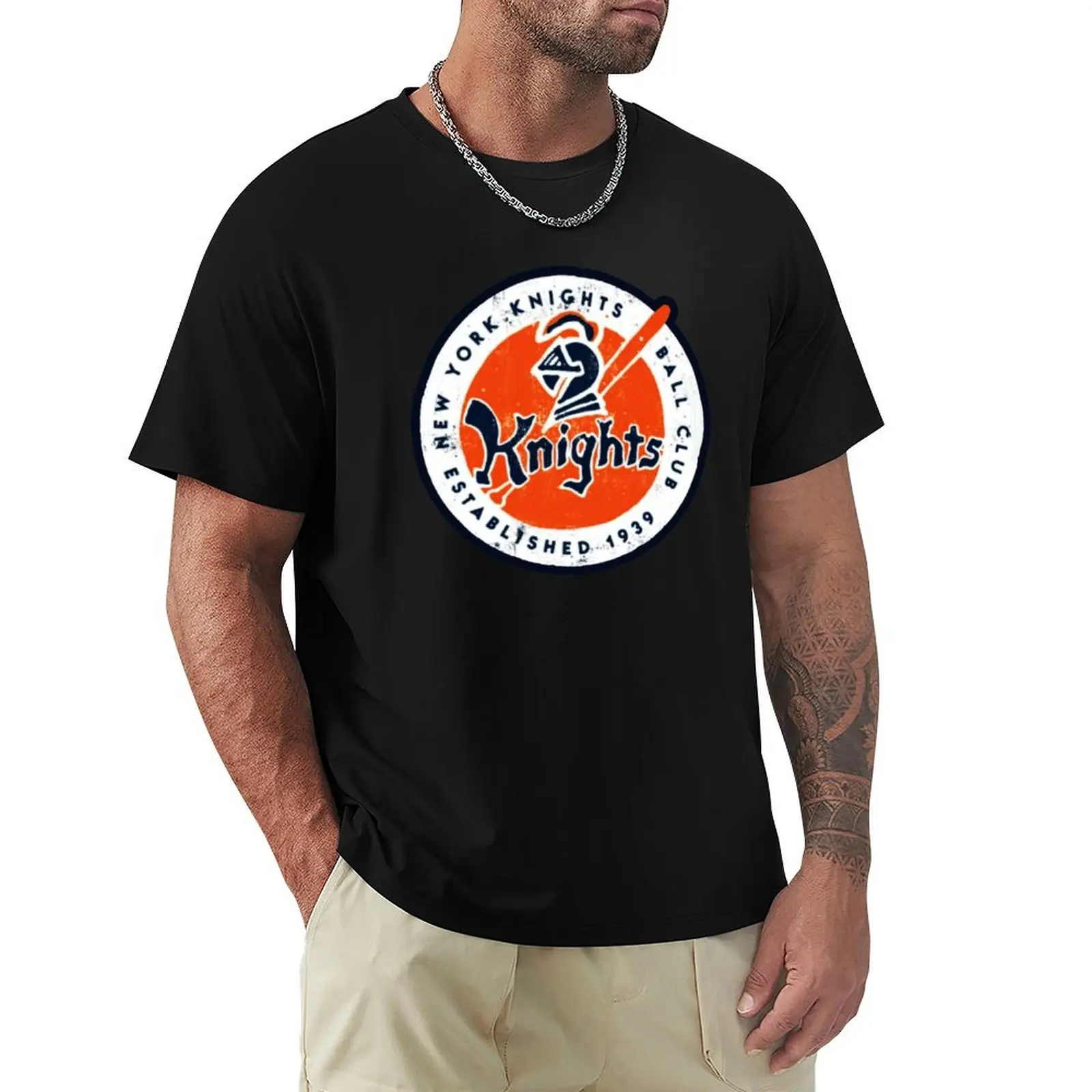 THE NY KNIGHTS VINTAGE SHIRT AND STICKER T-Shirt Street Fashion Casual Tee Shirt