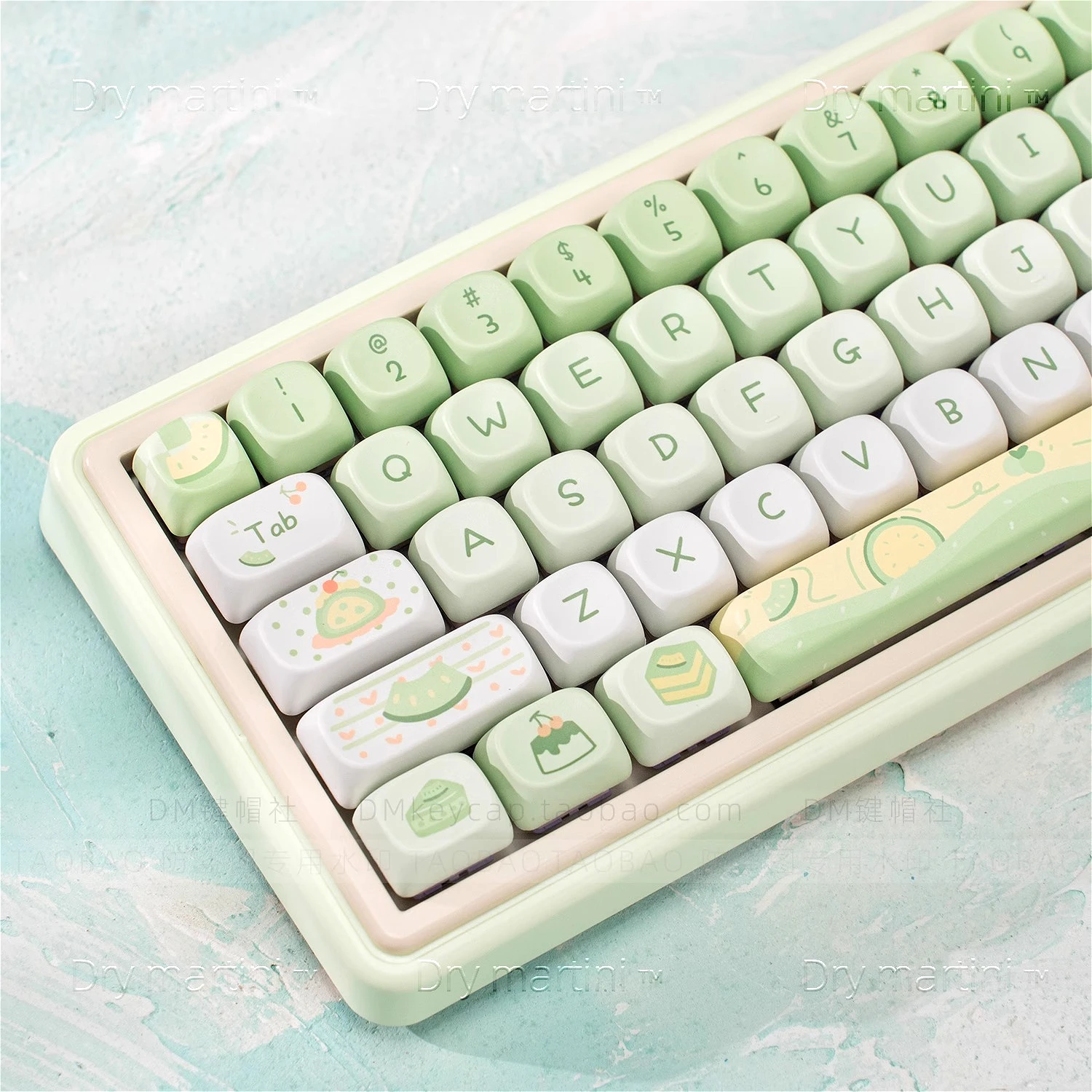

Melon Ice Cream Keycap Cute Ball Cap PBT Rounded Milk Green For Cherry MX 61 68 104 108 Mechanical Keyboard
