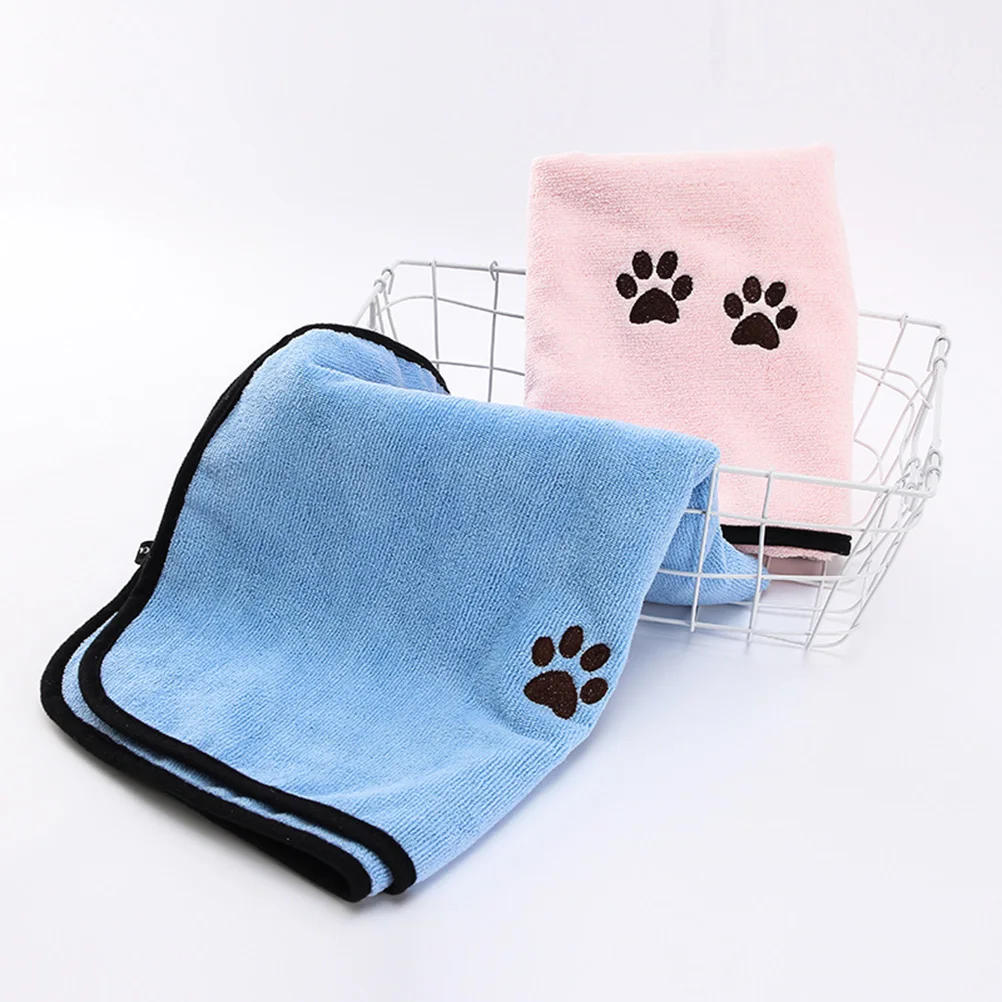 2 Pcs Pet Bath Towel for Dog Supplies Absorb Water Daily Use Comfortable Great for Travel