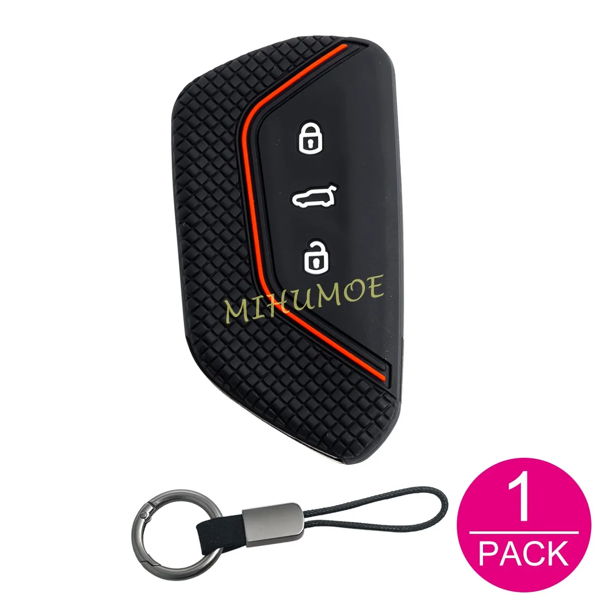 Siliconen Autosleutel Case Keten Voor 2021-2025 VW Golf MK8 ID.3 ID.4 Atlas Skoda Octavia Seat Ateca Tarraco Cupra Formentor Leon Geboren