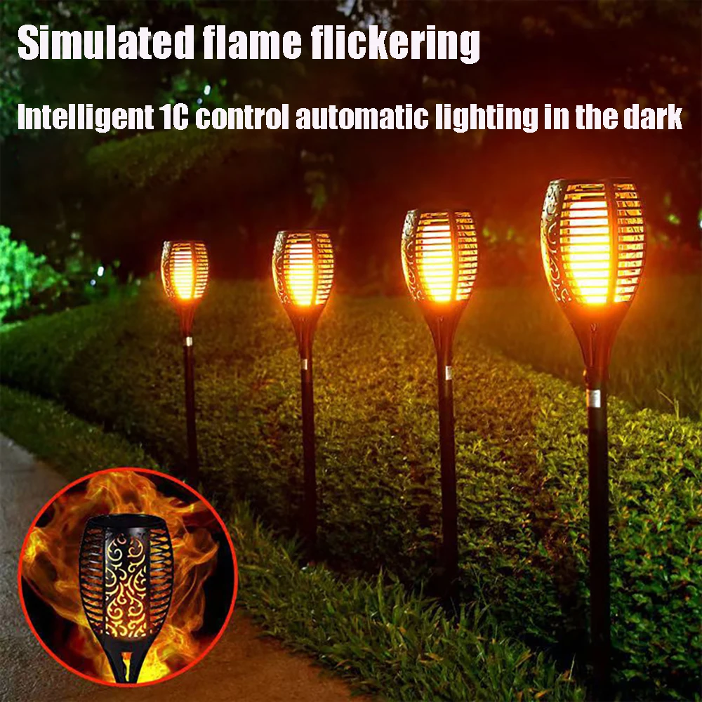 

6Pcs Garden Lawn Light Solar Led Lights Imitation Flame Torch Lamps Outdoor Sensece Lighting Waterproof for Yard Landscape Decor