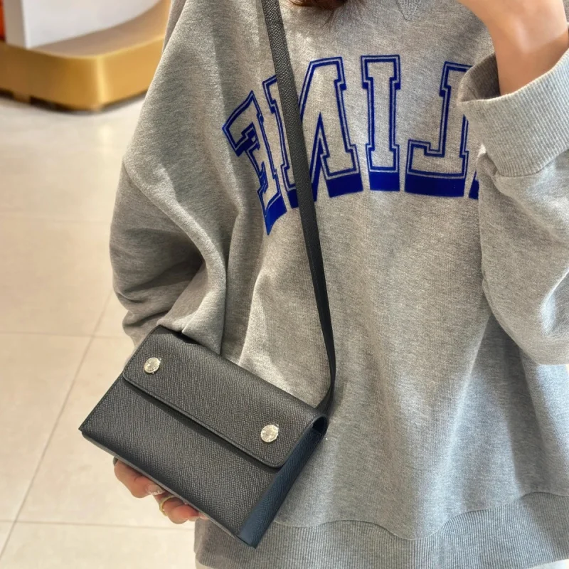 

Palm Print Small Square Bag Simple Commuter Single Shoulder Crossbody Envelope Bag genuine leather handbags for women side Pouch